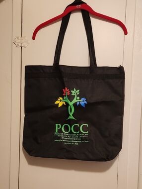 🔥POCC Black Tote Bag with Multicolor Tree Logo